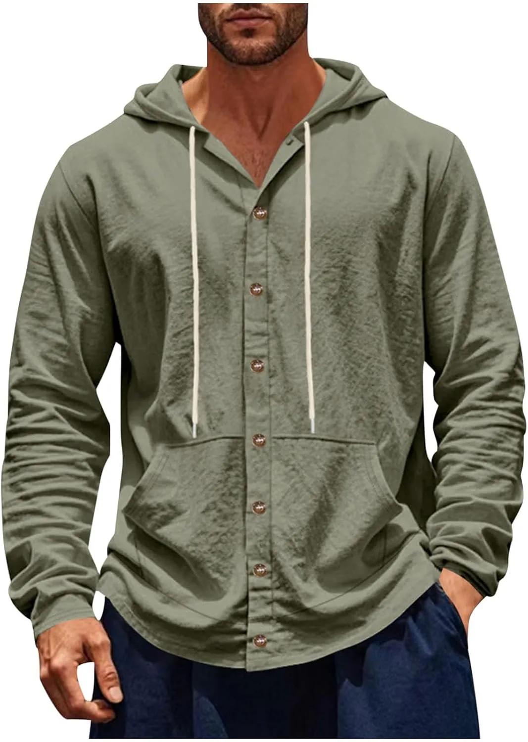 Мужская хлопковая льняная толстовка с капюшоном и карманами
Мужская хлопковая льняная толстовка с капюшоном и карманами