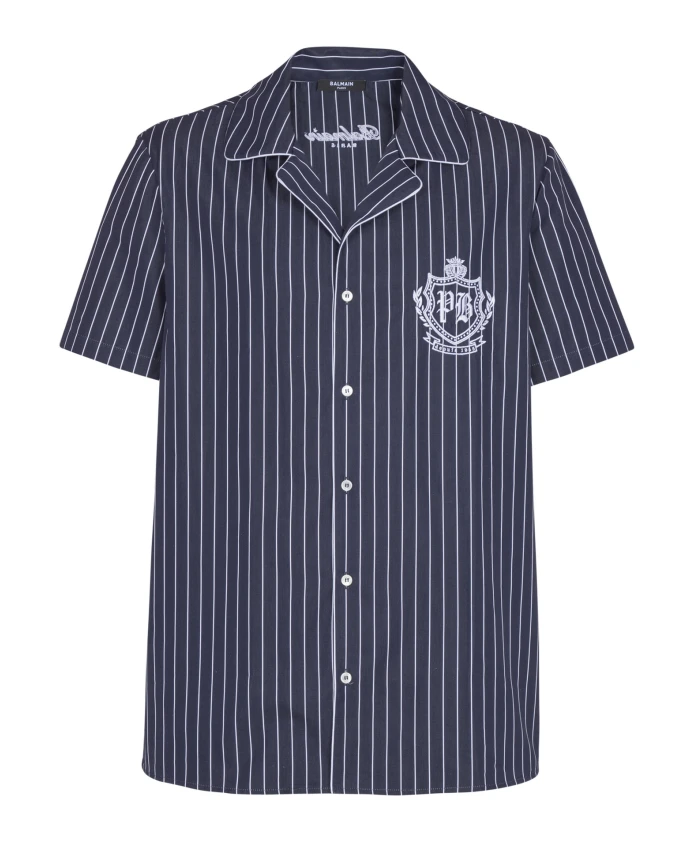 Полосатая пижамная рубашка из поплина Balmain, синий
Полосатая пижамная рубашка из поплина Balmain, синий