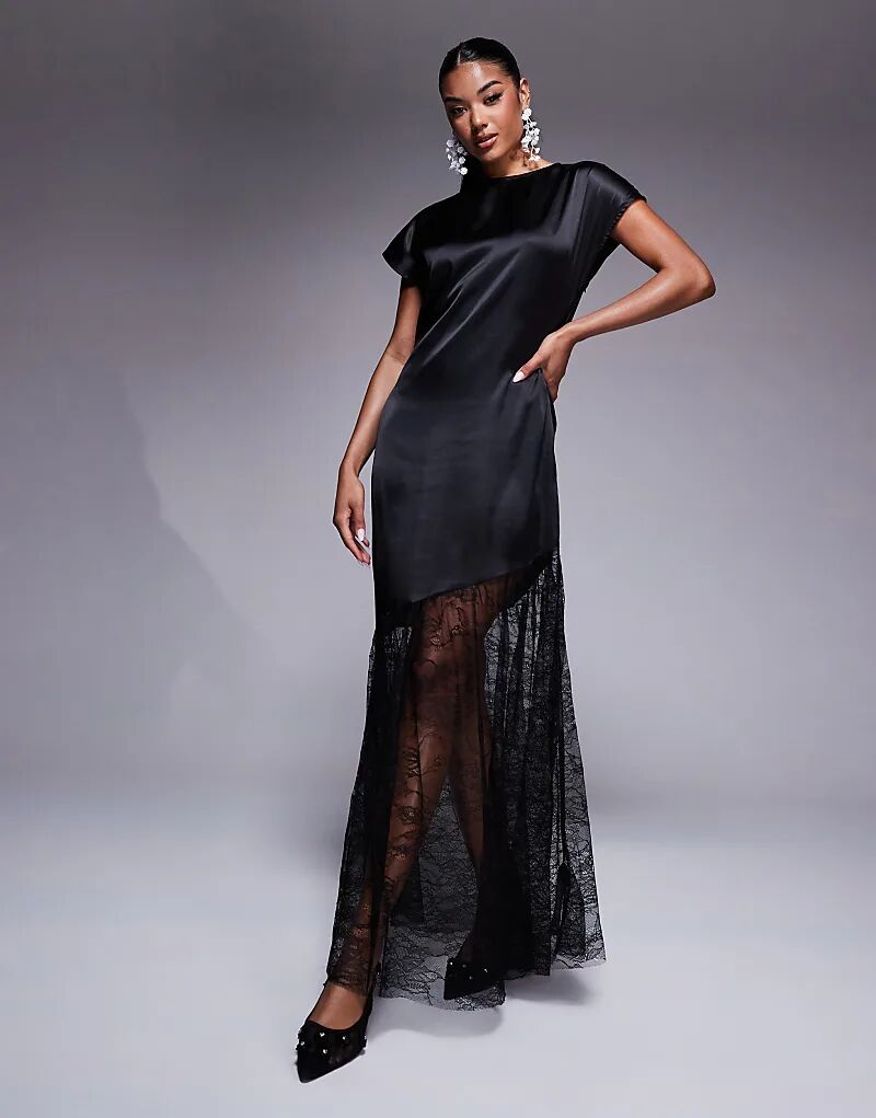 Платье-футболка макси из атласа и кружева ASOS DESIGN черного цвета
Платье-футболка макси из атласа и кружева ASOS DESIGN черного цвета