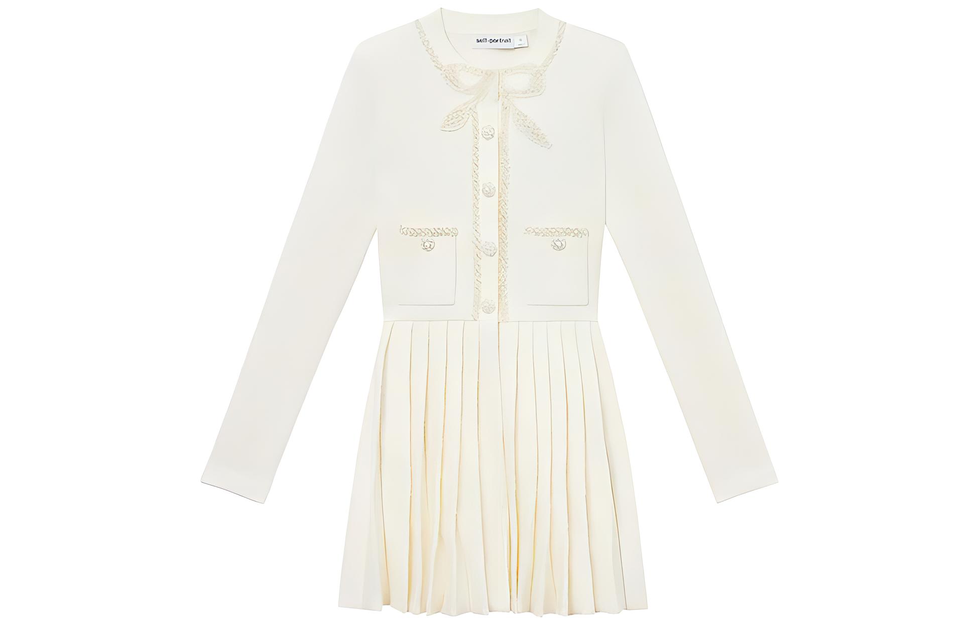 Женское платье с длинными рукавами цвета слоновой кости Self-portrait 
Женское платье с длинными рукавами цвета слоновой кости Self-portrait