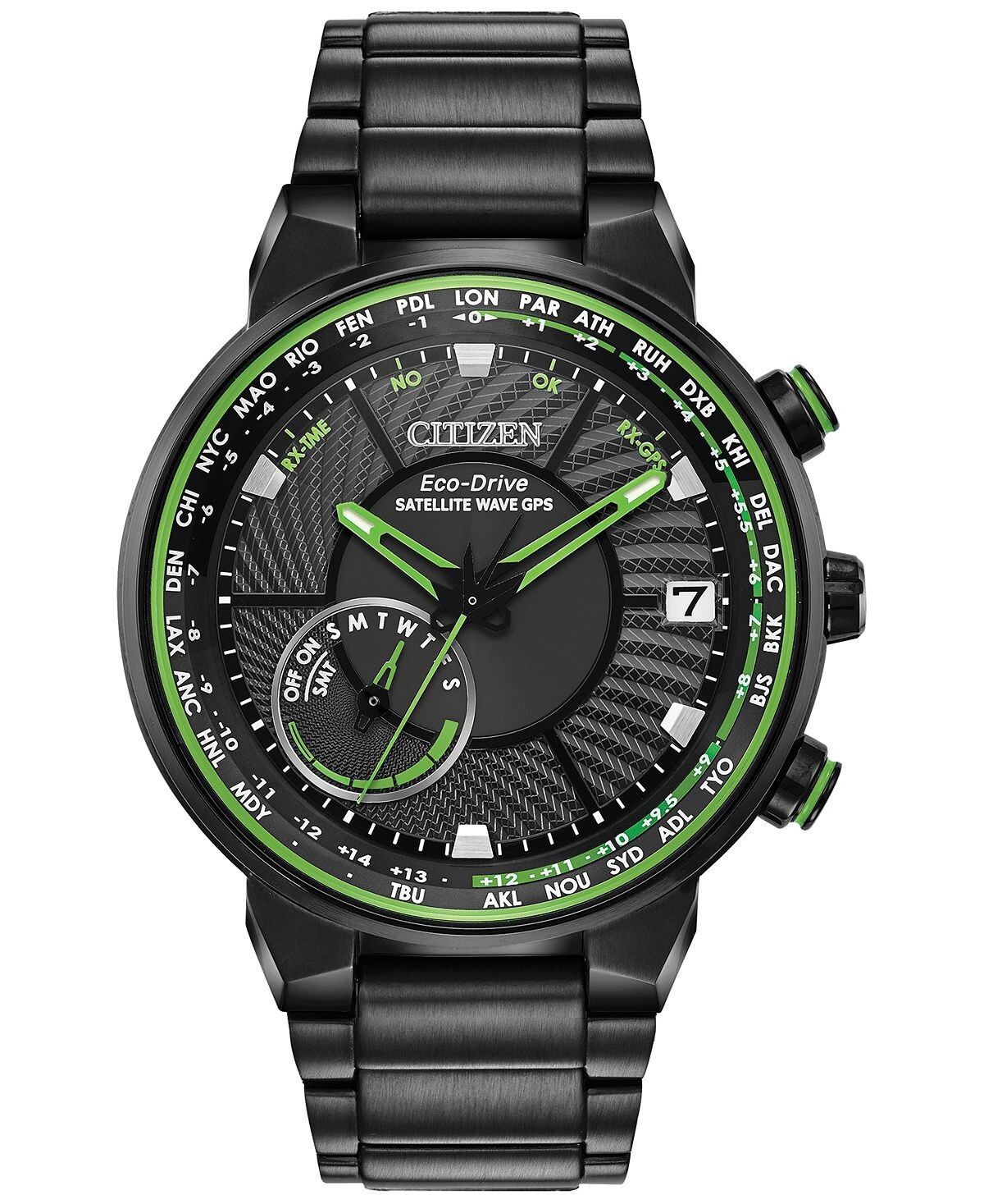 Eco-Drive Мужские черные часы-браслет из нержавеющей стали со спутниковой волной и GPS, 44 мм Citizen
Eco-Drive Мужские черные часы-браслет из нержавеющей стали со спутниковой волной и GPS, 44 мм Citizen
