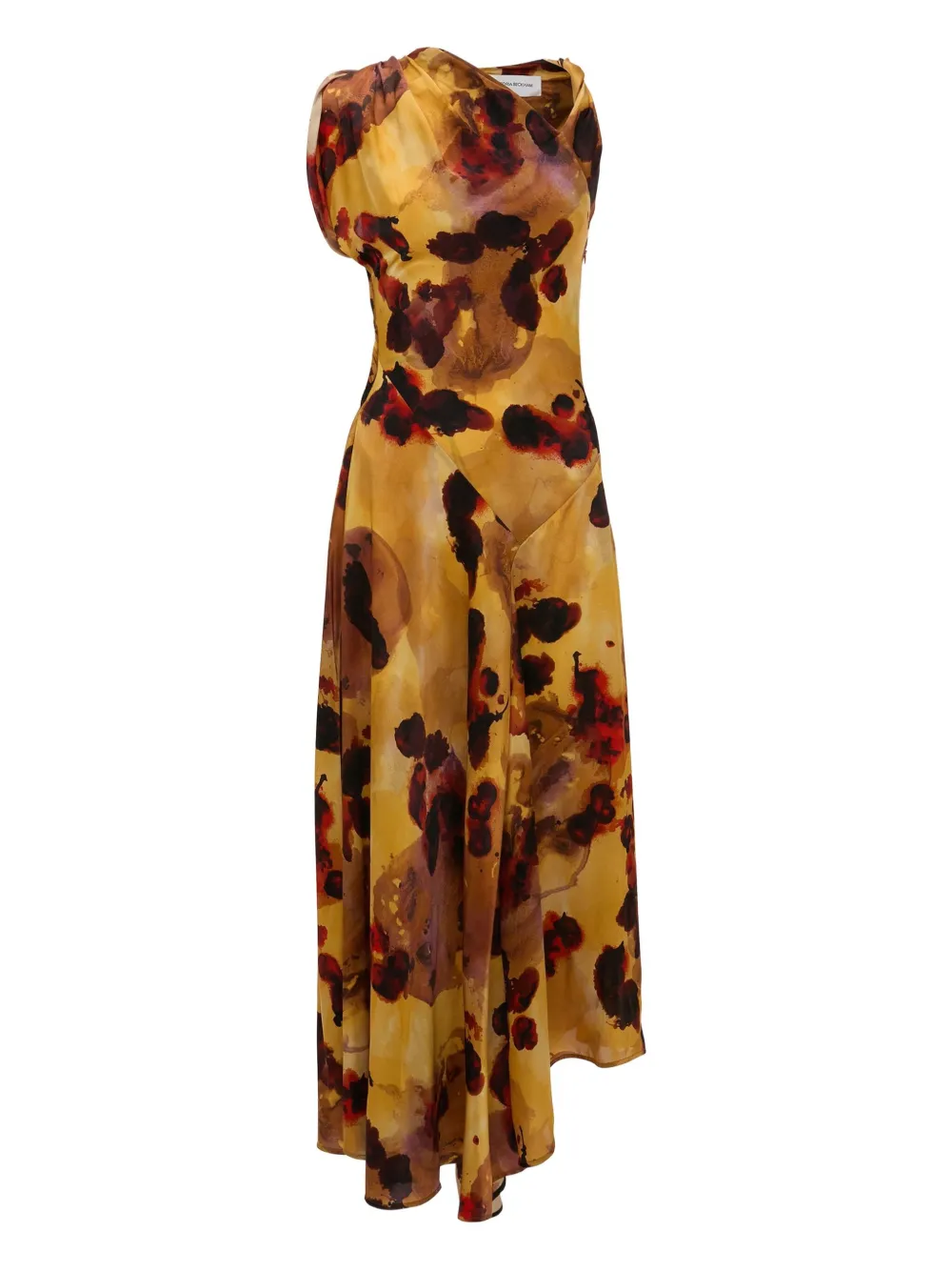 Платье асимметричного кроя с драпировкой и цветочным принтом VICTORIA BECKHAM, желтый 
Платье асимметричного кроя с драпировкой и цветочным принтом VICTORIA BECKHAM, желтый