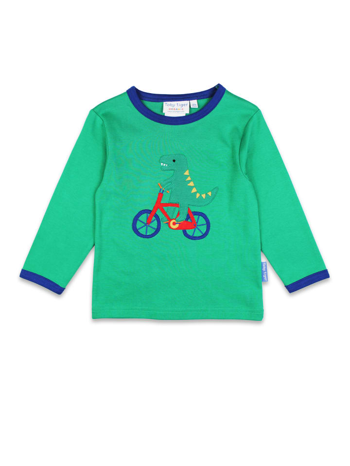 Рубашка с длинными рукавами и аппликацией в виде динозавра на велосипеде зеленого цвета. Toby Tiger
Рубашка с длинными рукавами и аппликацией в виде динозавра на велосипеде зеленого цвета. Toby Tiger