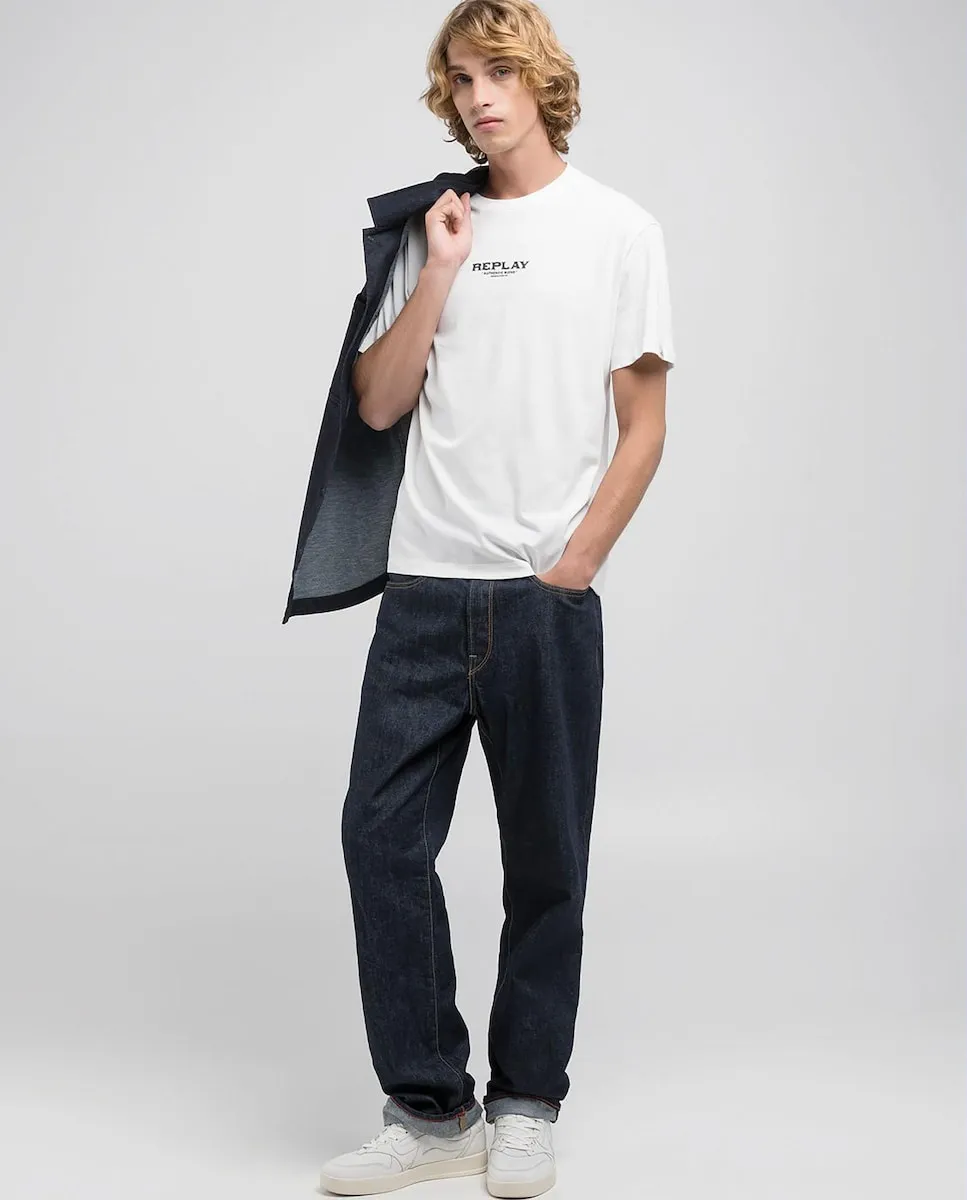 Футболка мужская с короткими рукавами и круглым вырезом Replay, белый 
Футболка мужская с короткими рукавами и круглым вырезом Replay, белый