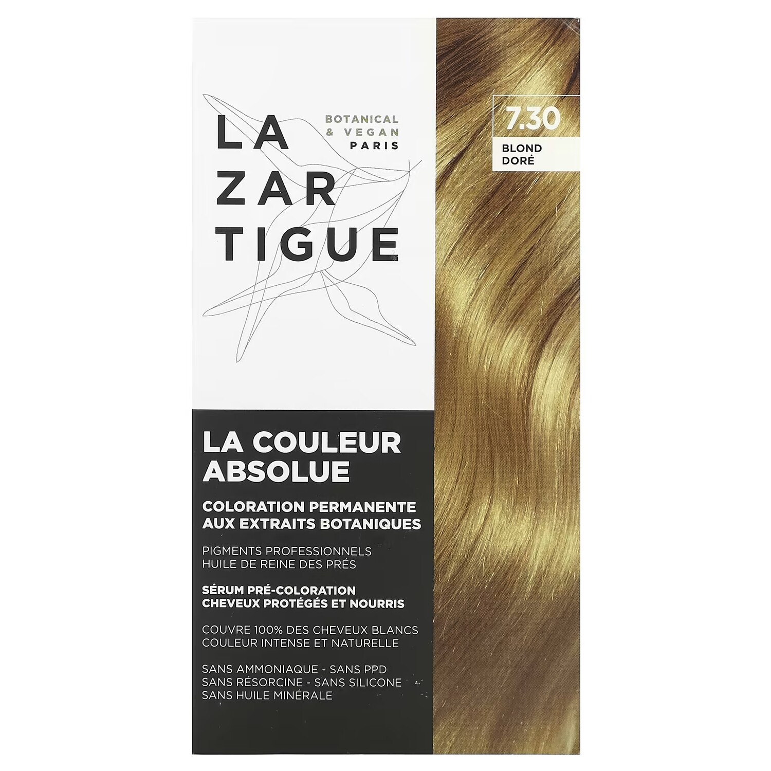 Краска перманентная для волос Lazartigue 7.30 Gold Blond с растительными экстрактами
Краска перманентная для волос Lazartigue 7.30 Gold Blond с растительными экстрактами