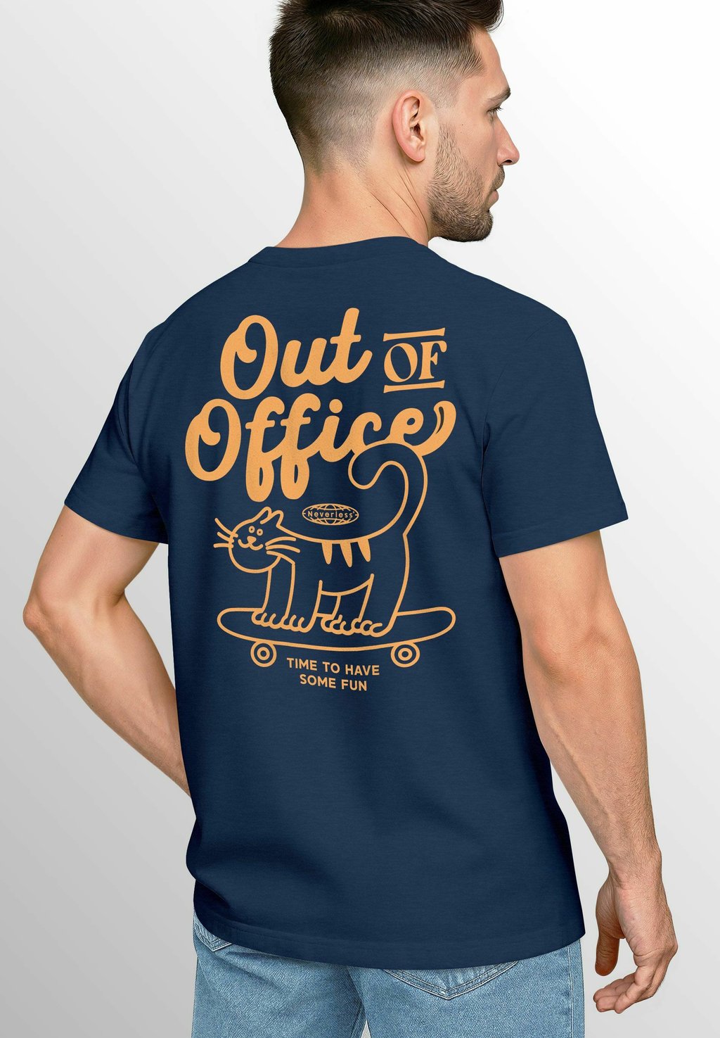 Футболка с принтом BACK OUT OF OFFICE GRAFIK Neverless, синий 
Футболка с принтом BACK OUT OF OFFICE GRAFIK Neverless, синий