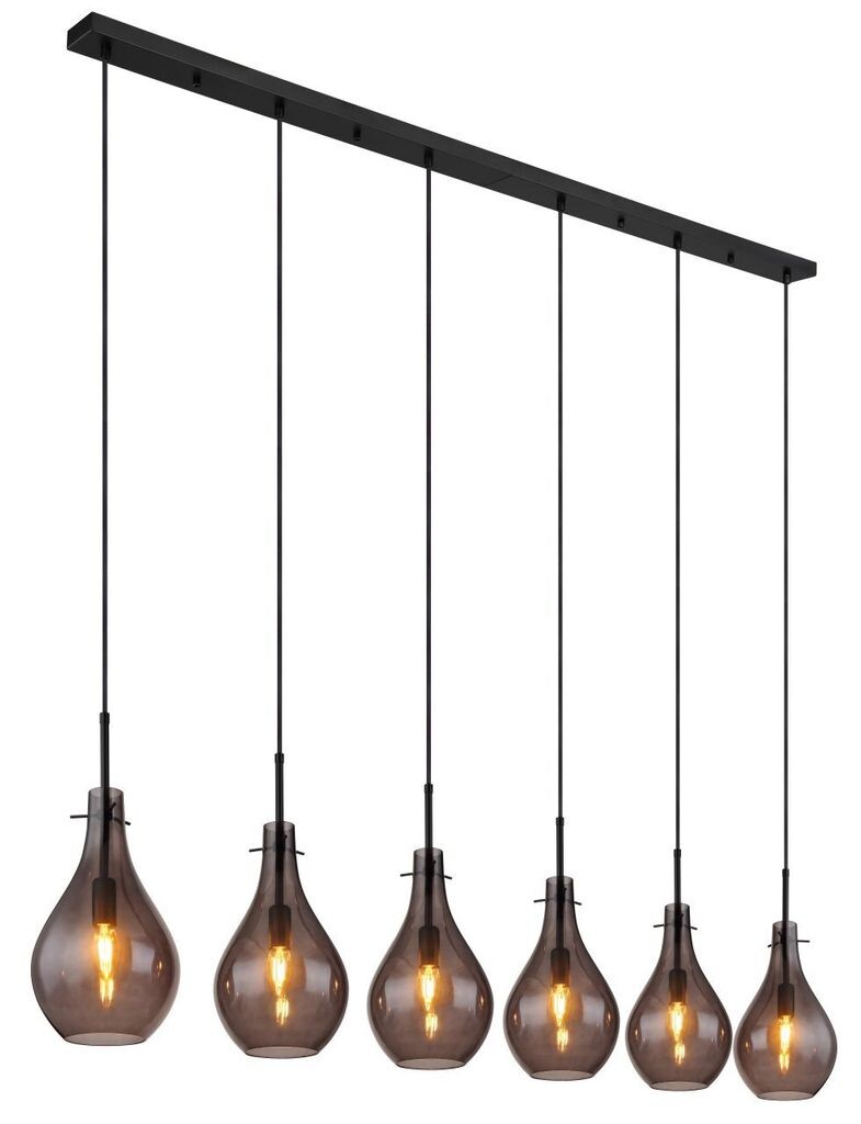 Подвесной светильник Globo Lighting, черный матовый металл, дымчатое стекло, черный ПВХ-кабель, высота может быть уменьшена, настенная вывеска разделена посередине, ДxШxВ: 1400x180x1200 мм, без 6x E14 40 Вт 230 В.
Подвесной светильник Globo Lighting, черный матовый металл, дымчатое стекло, черный ПВХ-кабель, высота может быть уменьшена, настенная вывеска разделена посередине, ДxШxВ: 1400x180x1200 мм, без 6x E14 40 Вт 230 В.