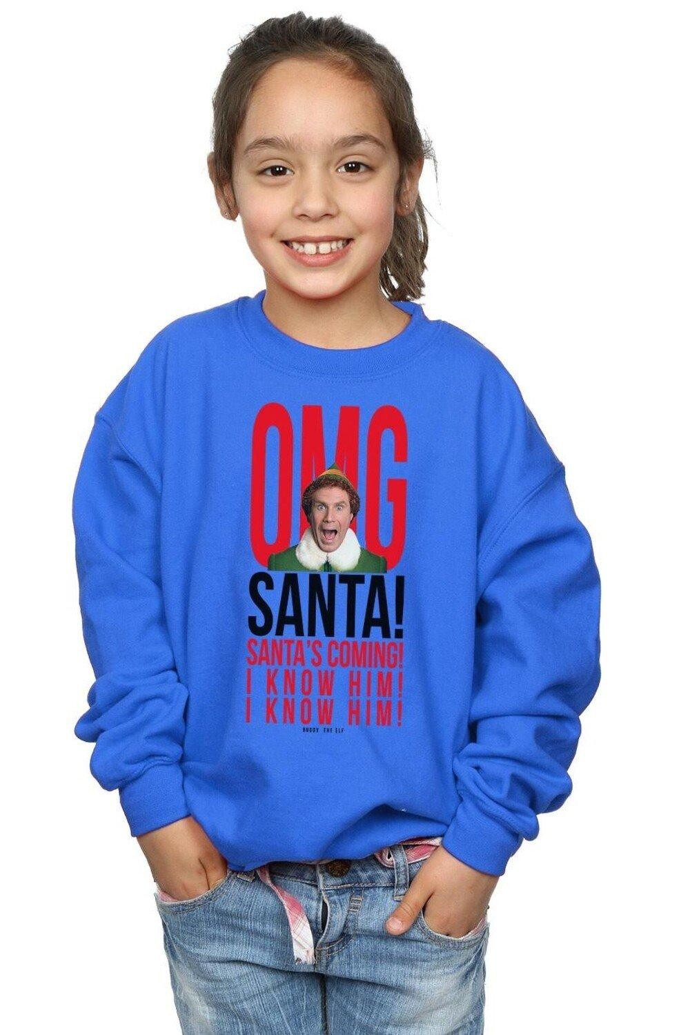 Толстовка OMG Santa I Know Him Elf, синий 
Толстовка OMG Santa I Know Him Elf, синий