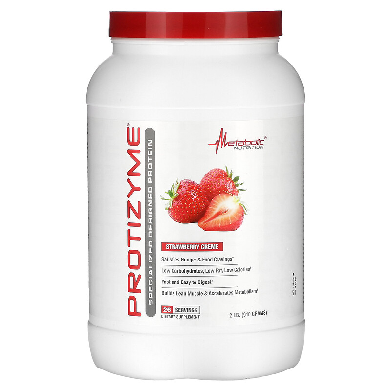 Metabolic Nutrition, Protizyme, Specialized Designed Protein, клубничный крем, 910 г (2 фунта) 
Metabolic Nutrition, Protizyme, Specialized Designed Protein, клубничный крем, 910 г (2 фунта)