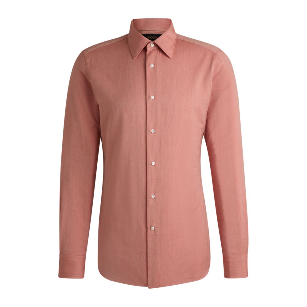 Рубашка облегающего кроя из хлопково-кашемирового твила итальянского производства BOSS, красный
Рубашка облегающего кроя из хлопково-кашемирового твила итальянского производства BOSS, красный