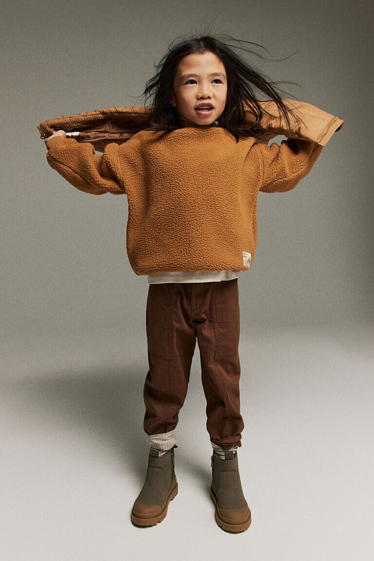 Толстовка оверсайз в стиле тедди H&M, желтый 
Толстовка оверсайз в стиле тедди H&M, желтый