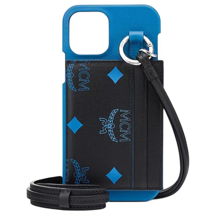 MCM Кожаный чехол для телефона с тканевой вставкой унисекс синий 
MCM Кожаный чехол для телефона с тканевой вставкой унисекс синий