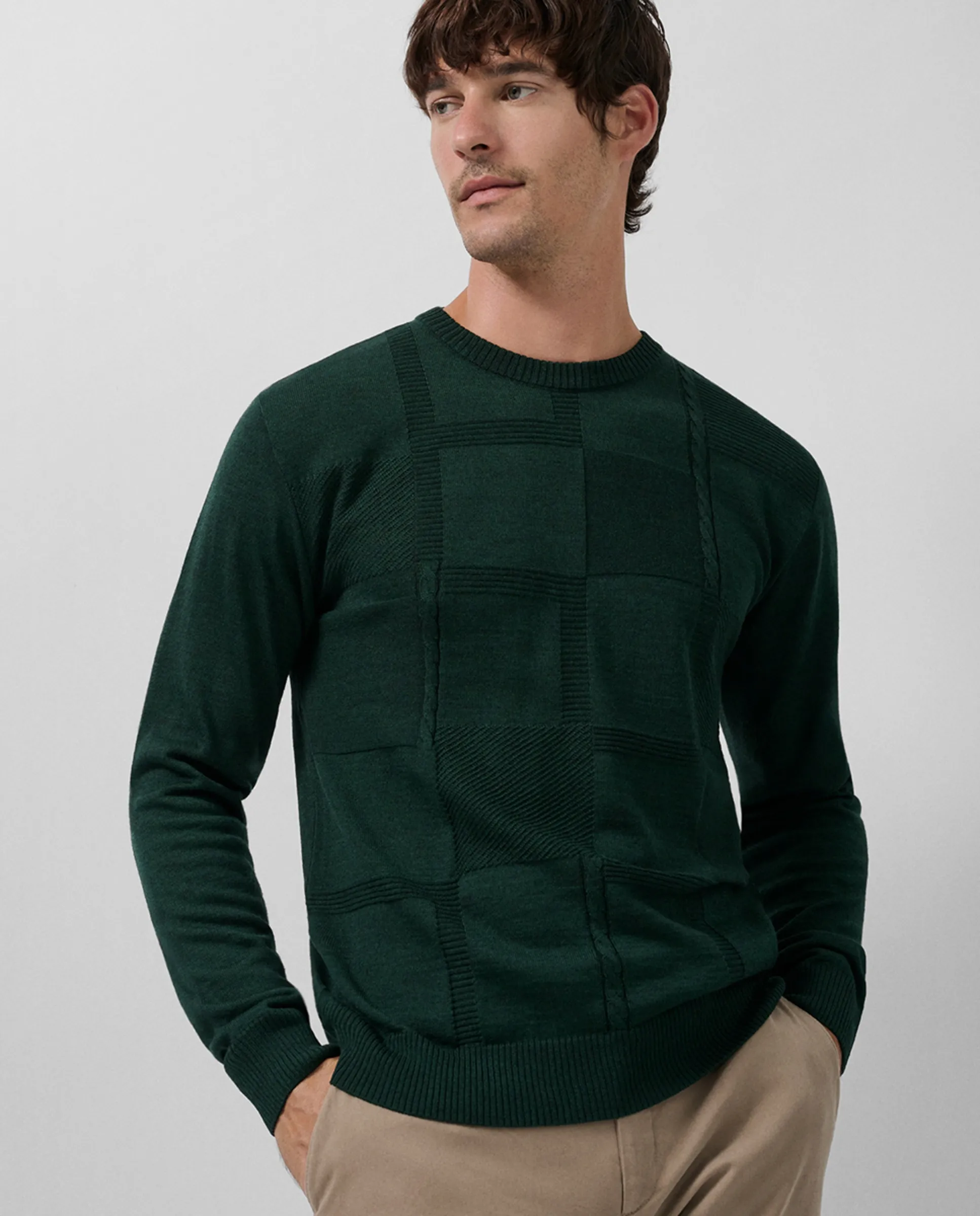 Мужской свитер из шерсти с узором на передней части Roberto Verino, темно-зеленый
Мужской свитер из шерсти с узором на передней части Roberto Verino, темно-зеленый