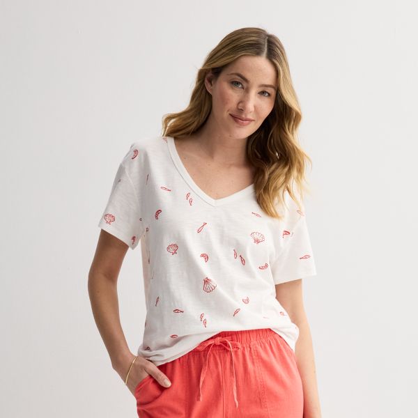 Женская свободная футболка с V-образным вырезом Sonoma Goods For Life, цвет red summer print
Женская свободная футболка с V-образным вырезом Sonoma Goods For Life, цвет red summer print