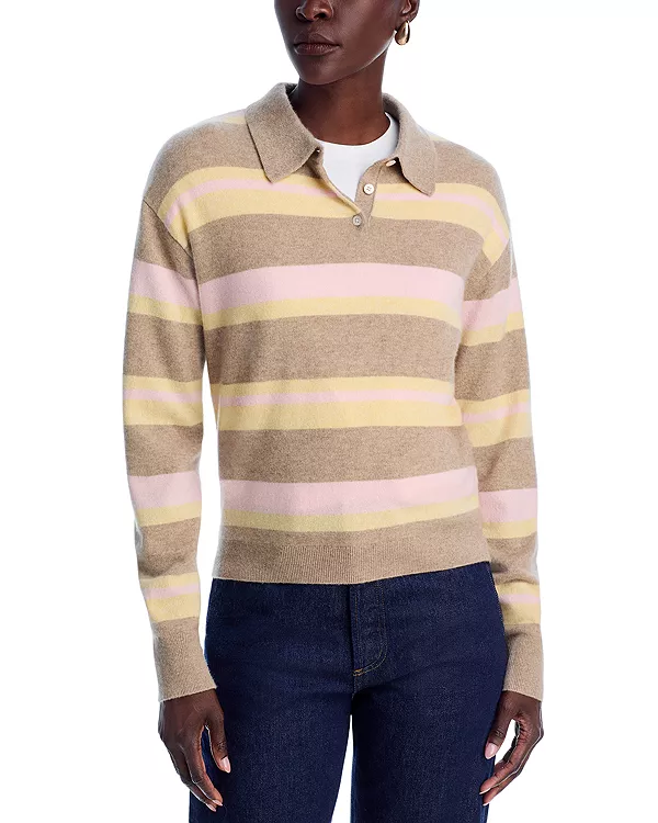 Кашемировая полосатая рубашка-поло в университетском стиле Guest In Residence, бежевый
Кашемировая полосатая рубашка-поло в университетском стиле Guest In Residence, бежевый