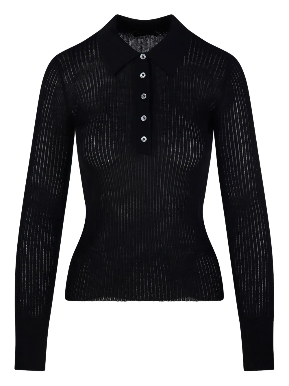 Ребристый свитер с воротником-поло Roberto Collina, черный
Ребристый свитер с воротником-поло Roberto Collina, черный