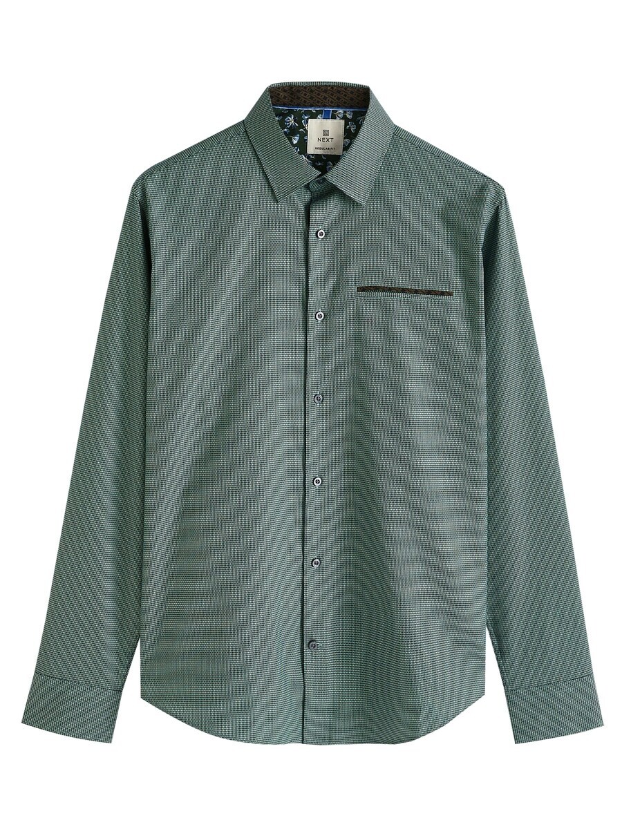 Повседневная рубашка Next Regular fit Button Up Shirt, зеленый 
Повседневная рубашка Next Regular fit Button Up Shirt, зеленый