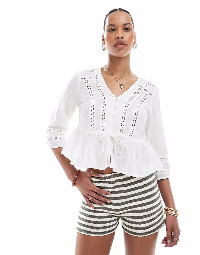 ONLY блузка с деталями крючком белого цвета
ONLY блузка с деталями крючком белого цвета