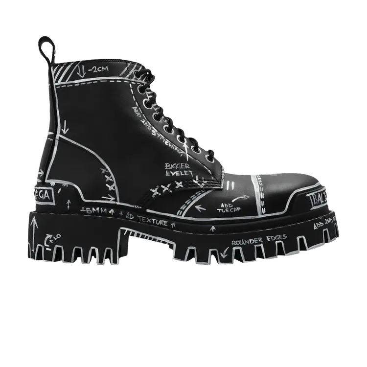 Ботинки Balenciaga Strike Lace-Up Boot 'Marker Pen Print - Black', черный 
Ботинки Balenciaga Strike Lace-Up Boot 'Marker Pen Print - Black', черный