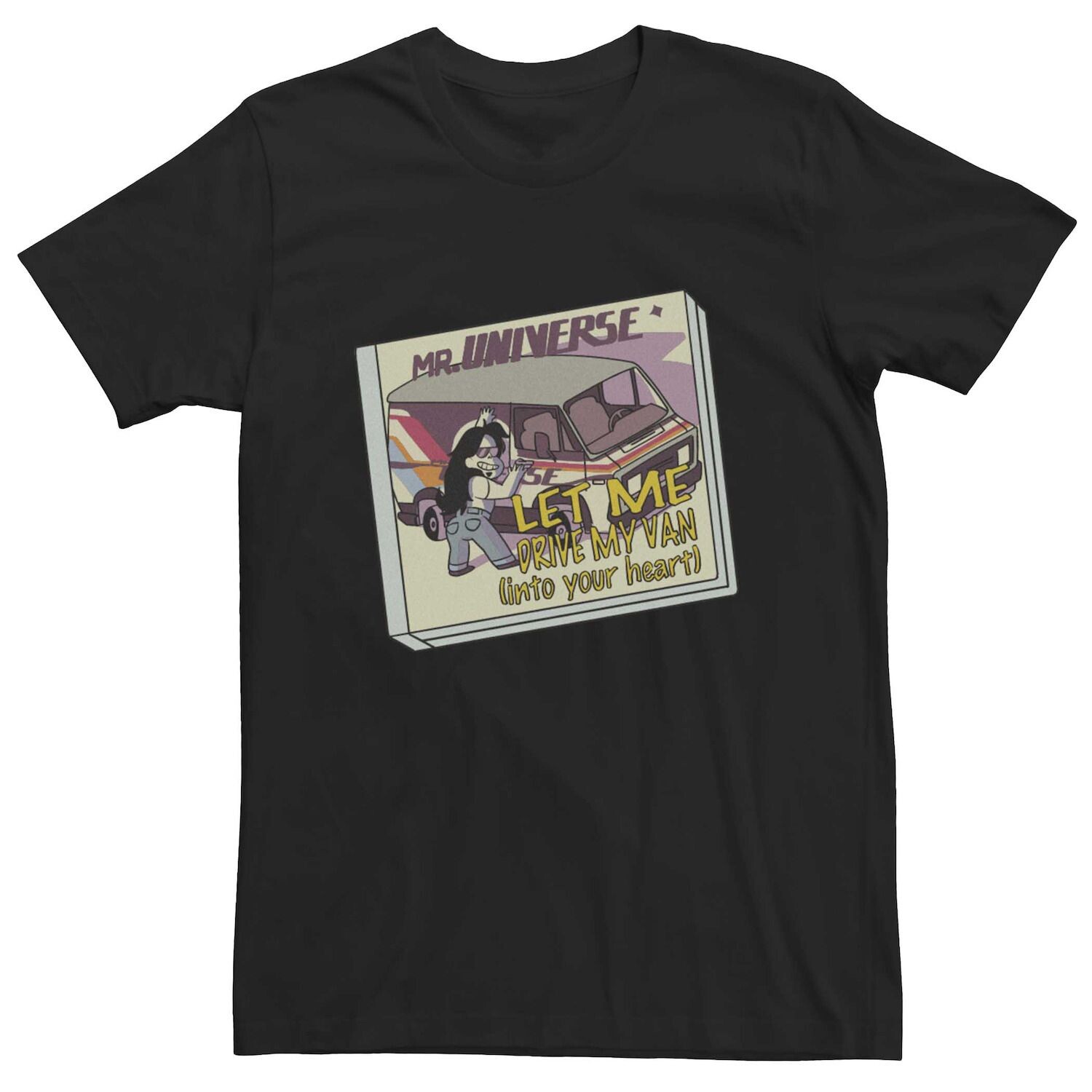 Мужская футболка Steven Universe Let Me Drive My Van Into Your Heart с обложкой альбома Licensed Character 
Мужская футболка Steven Universe Let Me Drive My Van Into Your Heart с обложкой альбома Licensed Character