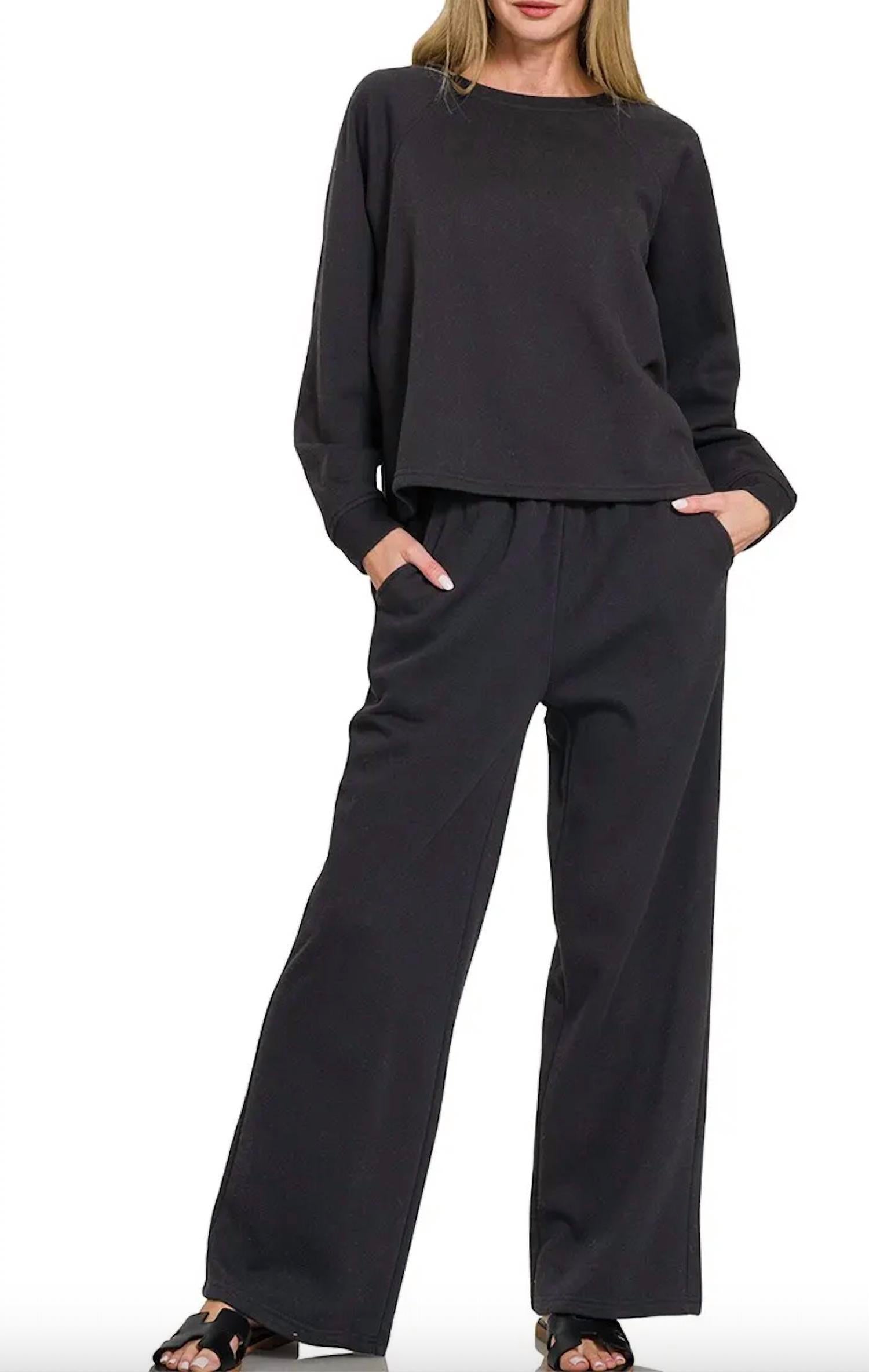 Уютный спортивный костюм в черном цвете ZENANA 
Уютный спортивный костюм в черном цвете ZENANA