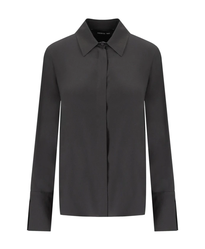 Черная шелковая рубашка оверсайз Federica Tosi, серый
Черная шелковая рубашка оверсайз Federica Tosi, серый