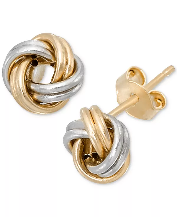 Классические полированные серьги-гвоздики «любовный узел» из 10-каратного двухцветного золота Macy'S, two-tone
Классические полированные серьги-гвоздики «любовный узел» из 10-каратного двухцветного золота Macy'S, two-tone