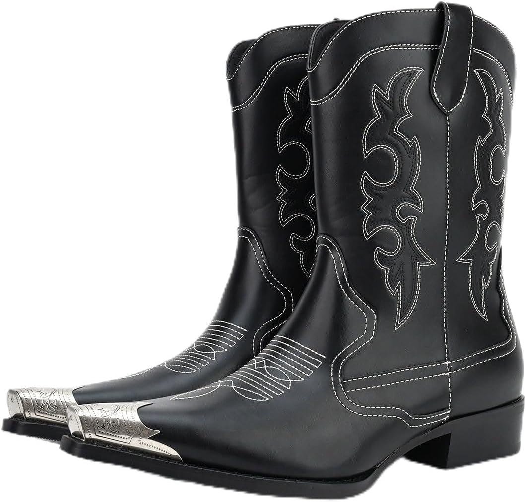 Мужские ковбойские сапоги Santimon в западном стиле с заостренным металлическим носком и вышивкой для верховой езды, черный
Мужские ковбойские сапоги Santimon в западном стиле с заостренным металлическим носком и вышивкой для верховой езды, черный