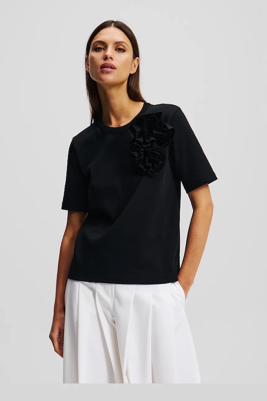 Хлопковая футболка Karl Lagerfeld, черный 
Хлопковая футболка Karl Lagerfeld, черный