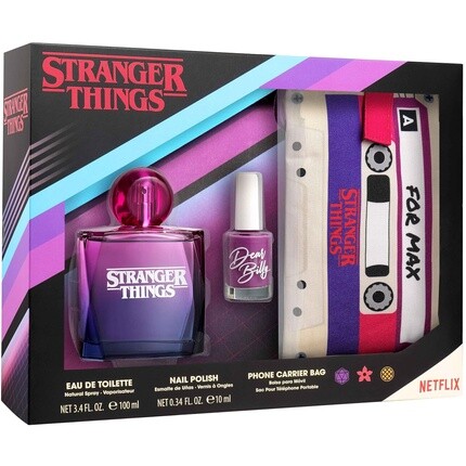 Подарочный набор NETFLIX Stranger Things: туалетная вода 100 мл, лак для ногтей и чехол для телефона кассетного дизайна в ретро-стиле для девочек EDT Woman Air Val International
Подарочный набор NETFLIX Stranger Things: туалетная вода 100 мл, лак для ногтей и чехол для телефона кассетного дизайна в ретро-стиле для девочек EDT Woman Air Val International