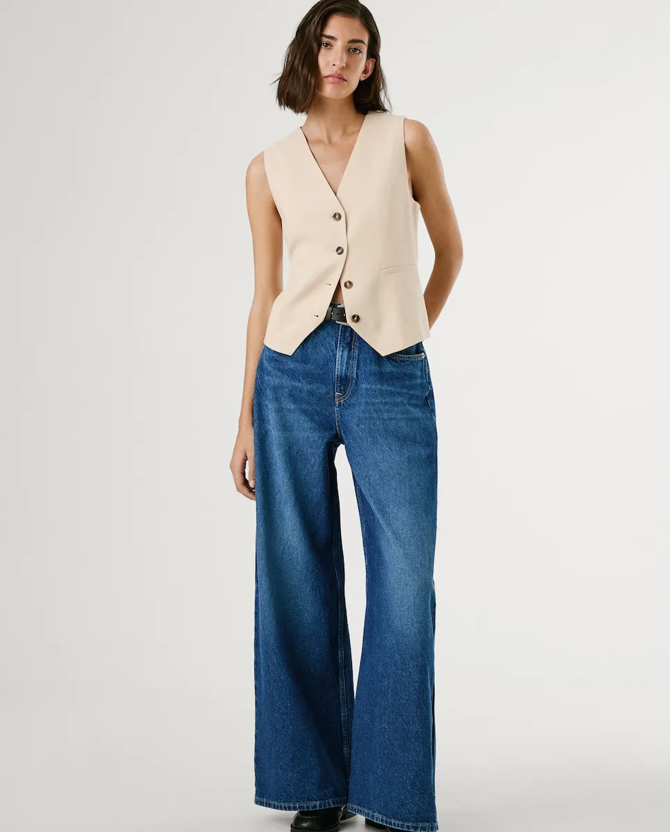 Женские джинсы с высокой посадкой и широкой штаниной Pepe Jeans, синий
Женские джинсы с высокой посадкой и широкой штаниной Pepe Jeans, синий