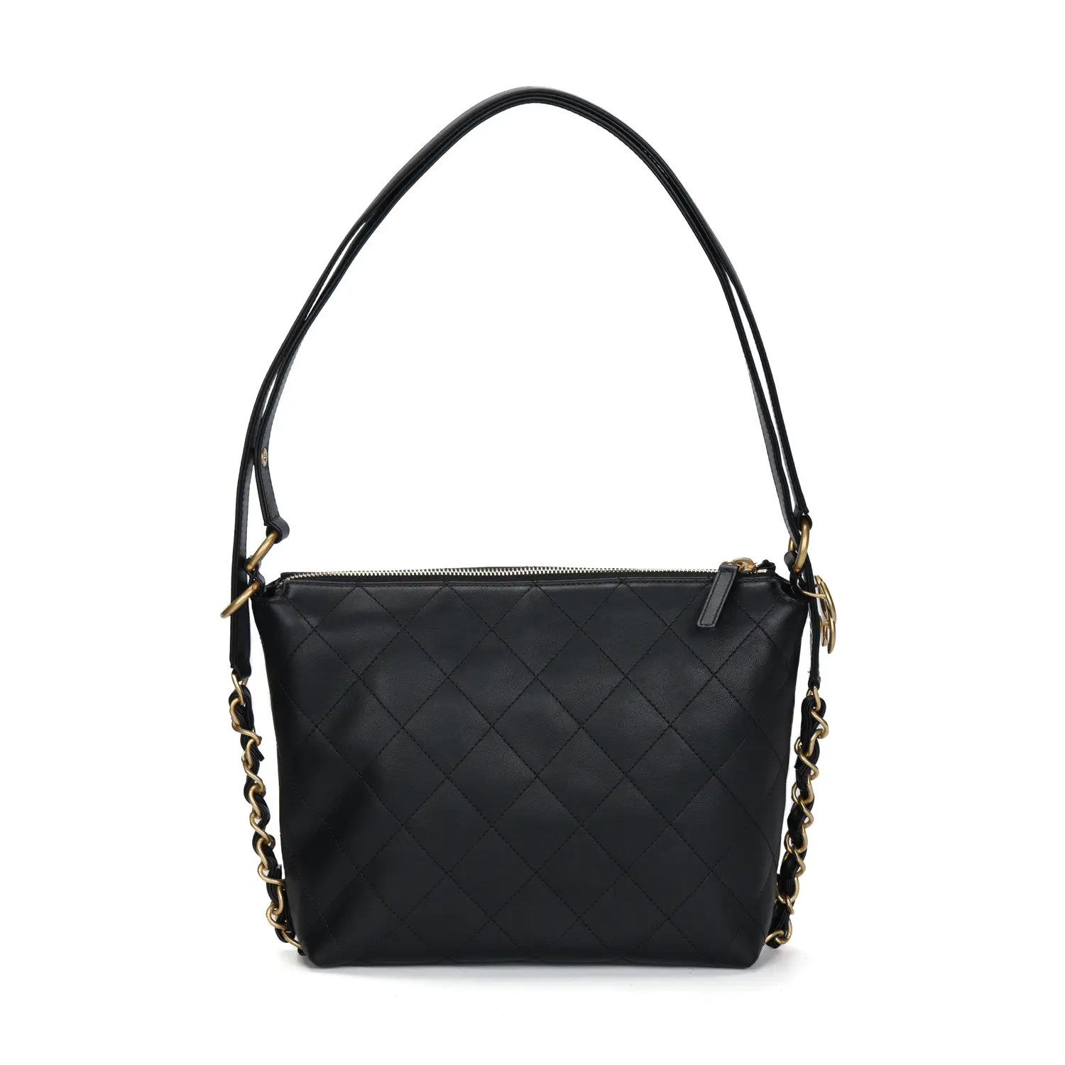 CHANEL Маленькая женская плечевая сумка хобо из телячьей кожи черная
CHANEL Маленькая женская плечевая сумка хобо из телячьей кожи черная