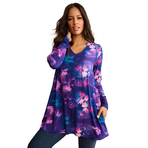 Женская футболка-туника plus size с V-образным вырезом Roaman'S, Evening Blue Mist, Синий, Женская футболка-туника plus size с V-образным вырезом Roaman'S, Evening Blue Mist
Женская футболка-туника plus size с V-образным вырезом Roaman'S, Evening Blue Mist, Синий, Женская футболка-туника plus size с V-образным вырезом Roaman'S, Evening Blue Mist