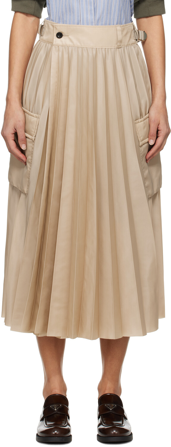 Юбка миди из твила sacai, бежевый
Юбка миди из твила sacai, бежевый