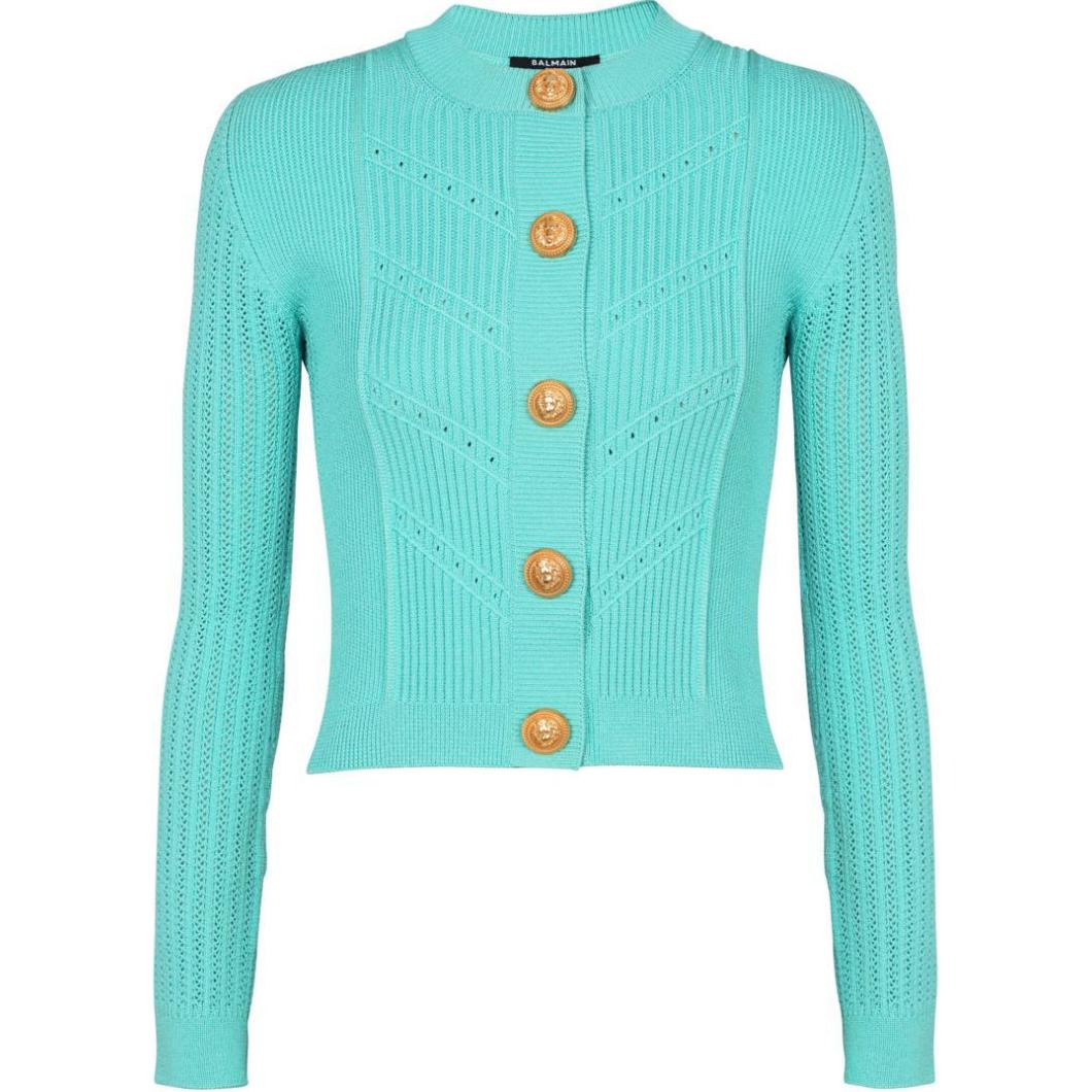 Кардиган с тиснёными пуговицами BALMAIN, Сине-зелёный
Кардиган с тиснёными пуговицами BALMAIN, Сине-зелёный