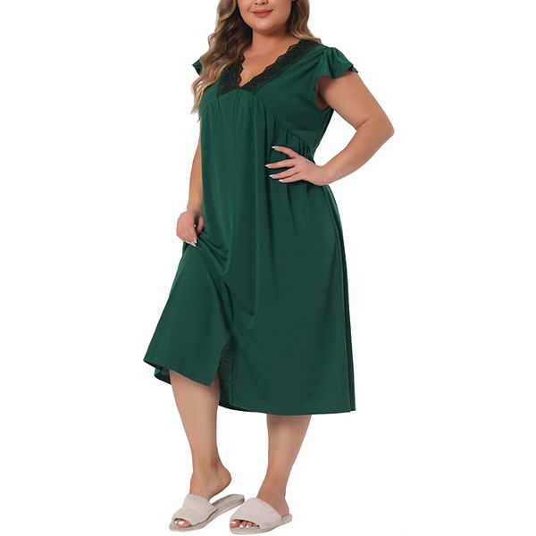 Ночная сорочка Plus size с кружевом, V-образным вырезом и короткими рукавами Agnes Orinda
Ночная сорочка Plus size с кружевом, V-образным вырезом и короткими рукавами Agnes Orinda
