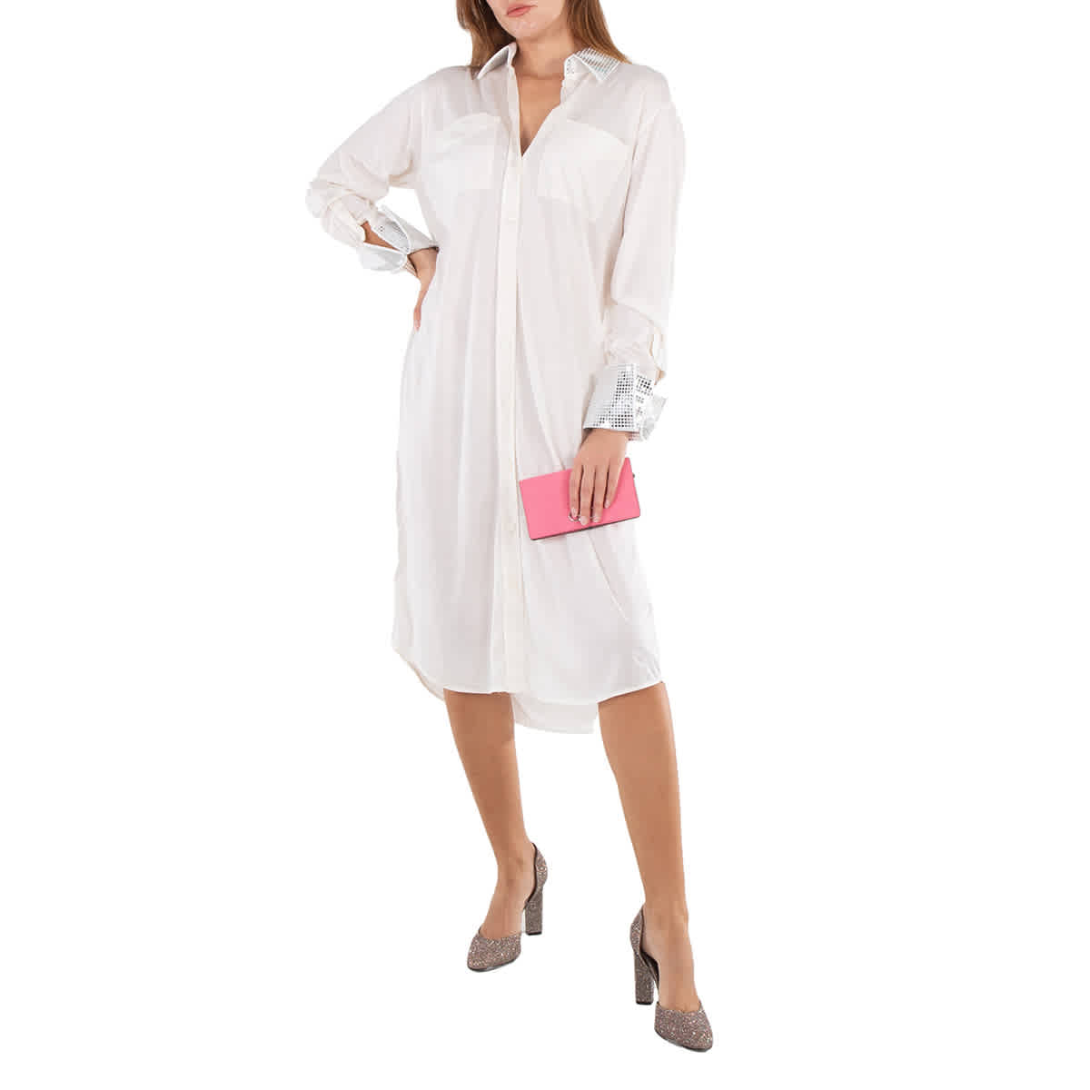 Burberry Женская Оптик Уайт с зеркальной хлопковой отделкой шелковый джерси оверсайз платье-рубашка, белый
Burberry Женская Оптик Уайт с зеркальной хлопковой отделкой шелковый джерси оверсайз платье-рубашка, белый