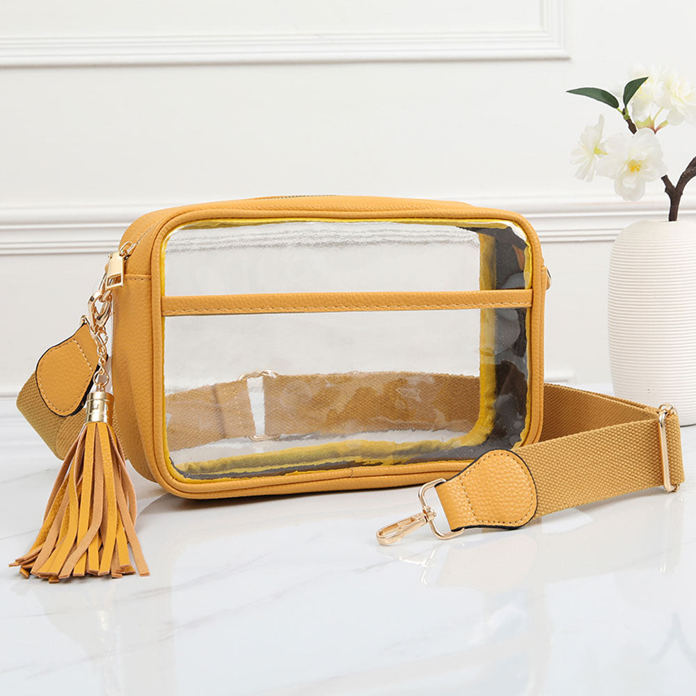 Искусственная кожа прозрачная прямоугольная сумка через плечо FASHNZFAB, Clear/Mustard
Искусственная кожа прозрачная прямоугольная сумка через плечо FASHNZFAB, Clear/Mustard