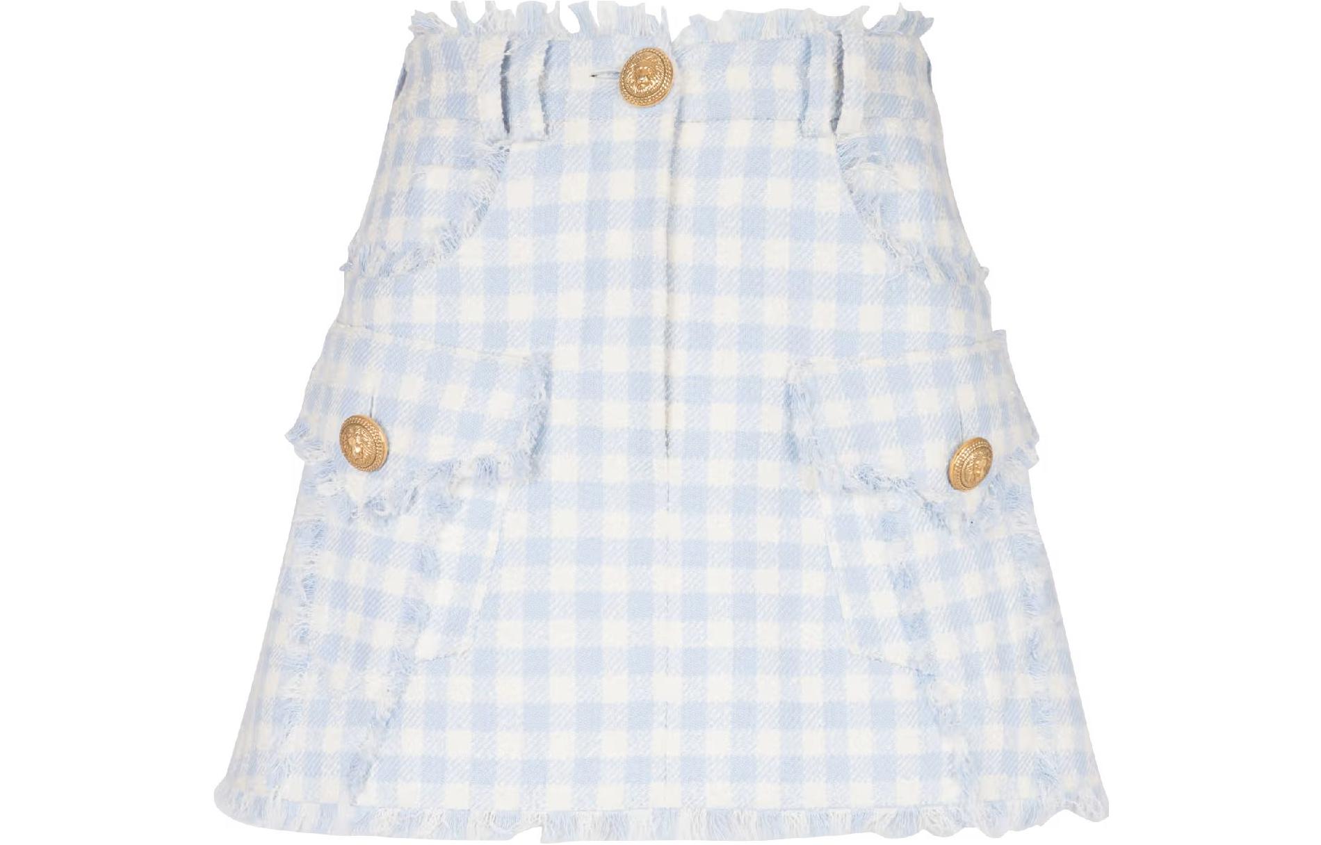 Юбка-трапеция в клетку Gingham Tweed BALMAIN, синий
Юбка-трапеция в клетку Gingham Tweed BALMAIN, синий