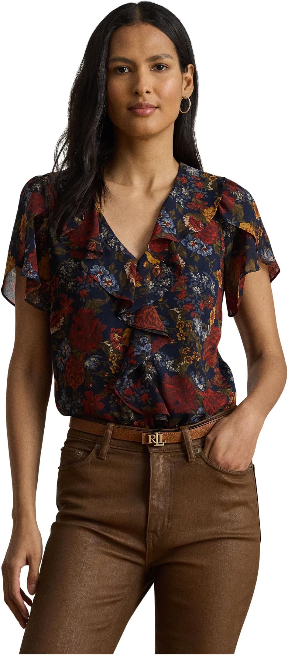 Блуза Lauren Ralph Lauren Floral Ruffle-Trim Georgette Blouse, цвет Navy Multi
Блуза Lauren Ralph Lauren Floral Ruffle-Trim Georgette Blouse, цвет Navy Multi