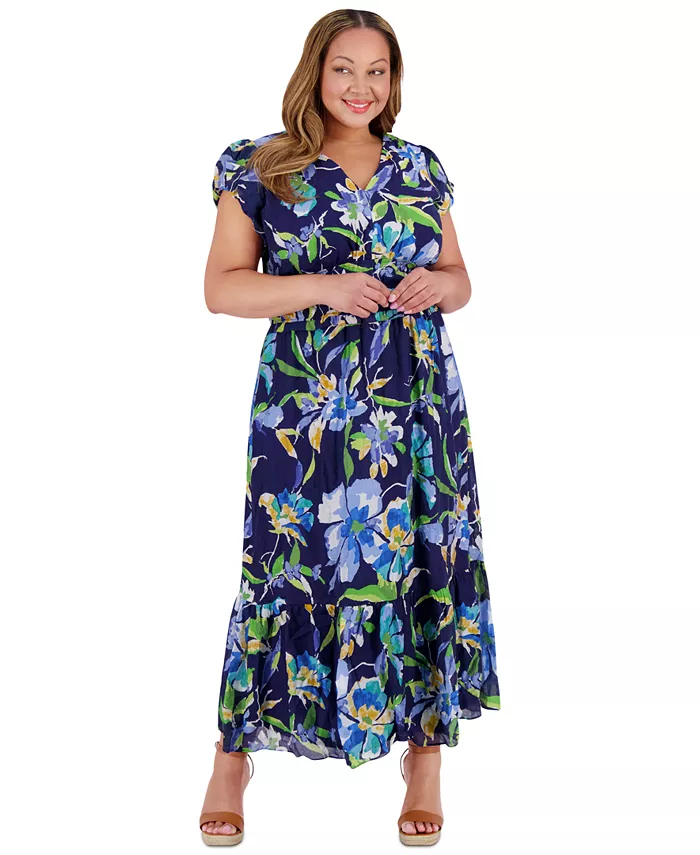 Платье макси с принтом, присборенной талией и рукавами-пузырями Plus Size London Times, синий
Платье макси с принтом, присборенной талией и рукавами-пузырями Plus Size London Times, синий