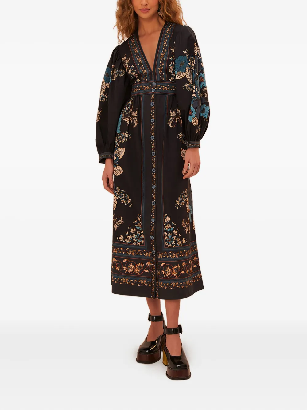 Платье миди Blossom Tapestry с цветочным принтом и пуговицами спереди FARM Rio, черный
Платье миди Blossom Tapestry с цветочным принтом и пуговицами спереди FARM Rio, черный