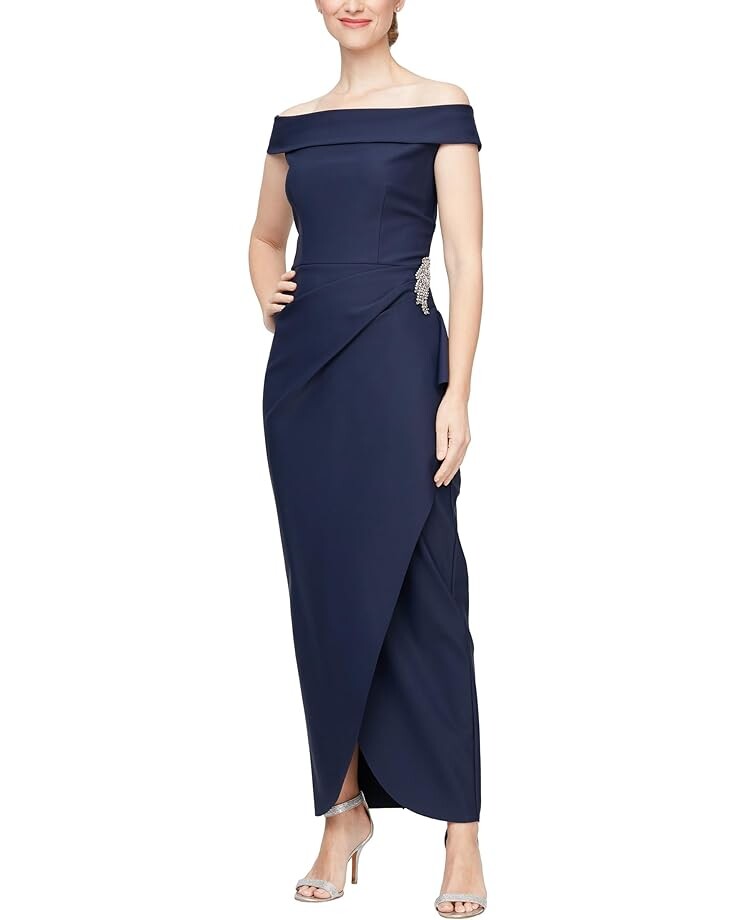 Платье Alex Evenings Long Compression Off-the-Shoulder with Hip Embellishment, темно-синий
Платье Alex Evenings Long Compression Off-the-Shoulder with Hip Embellishment, темно-синий