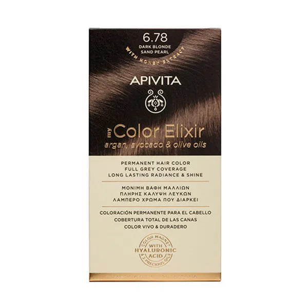 Перманентное окрашивание My Color Elixir Apivita, цвет dark blonde sand pearl 
Перманентное окрашивание My Color Elixir Apivita, цвет dark blonde sand pearl