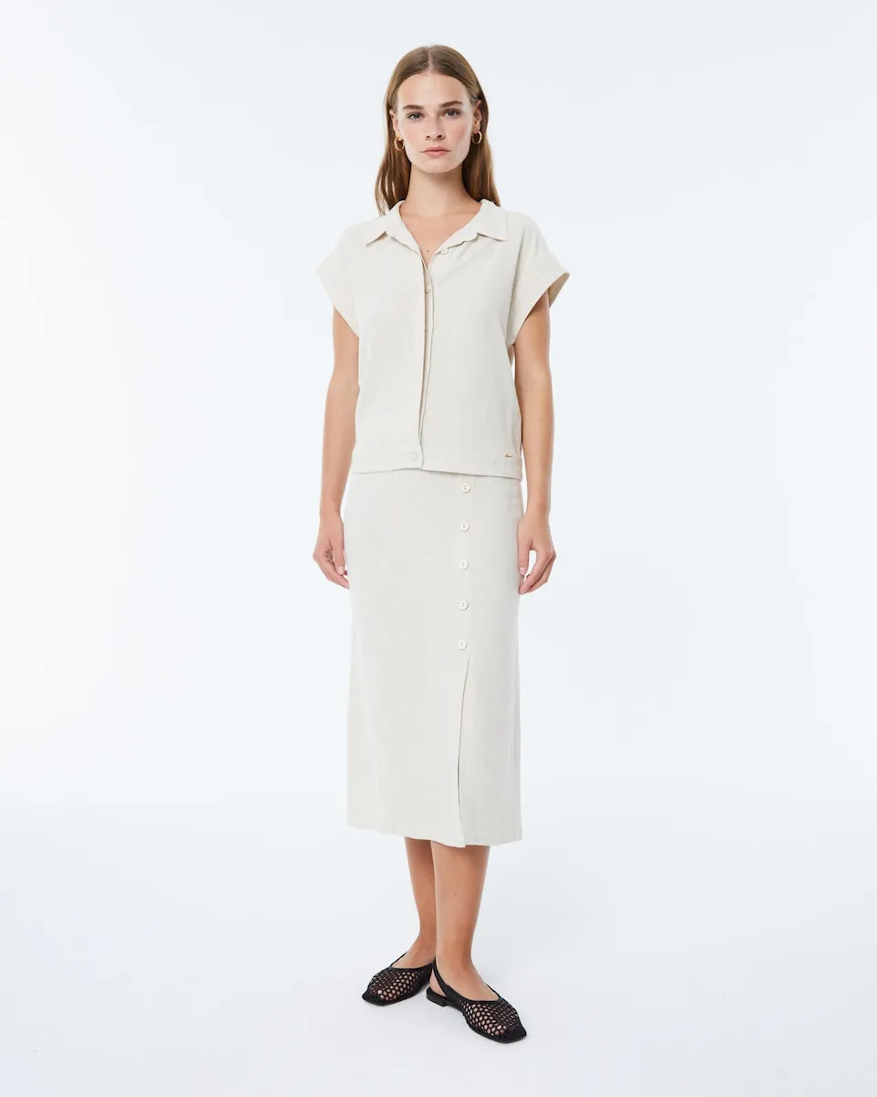 Простая юбка миди с пуговицами по бокам Paz Torras, бежевый
Простая юбка миди с пуговицами по бокам Paz Torras, бежевый