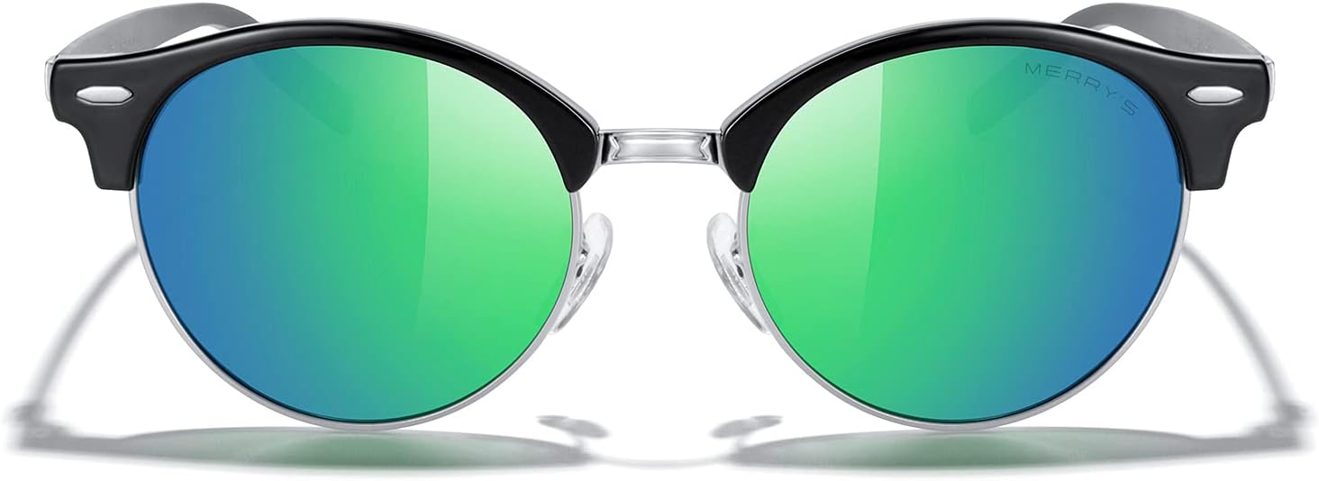 Круглые поляризованные солнцезащитные очки MERRY для женщин и мужчин, классический ретро-стиль, полуободковая оправа, алюминиевые дужки MERRY'S, Black Frame/Silver Bridge/Green Mirror Lens
Круглые поляризованные солнцезащитные очки MERRY для женщин и мужчин, классический ретро-стиль, полуободковая оправа, алюминиевые дужки MERRY'S, Black Frame/Silver Bridge/Green Mirror Lens