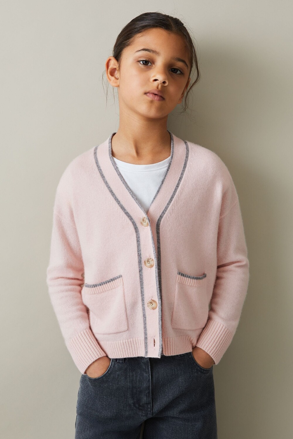 Свободный кардиган Juni из шерсти и кашемира Reiss, розовый