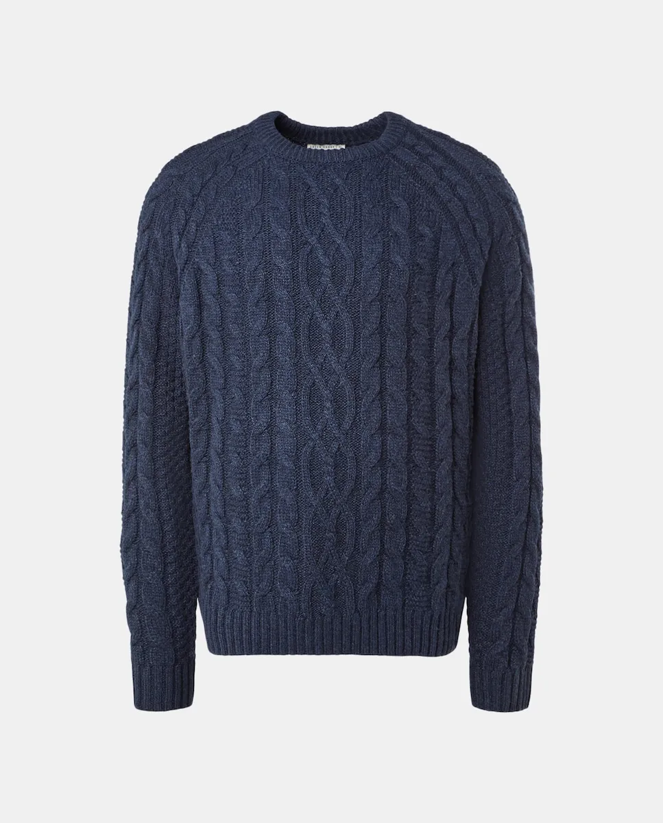 Мужской джемпер с круглым вырезом и узором аранес Green Coast, темно-синий
Мужской джемпер с круглым вырезом и узором аранес Green Coast, темно-синий