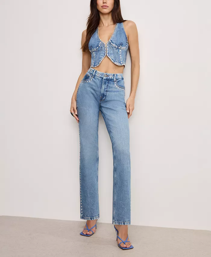 Женские прямые джинсы Good Icon с заклепками Good American, синий
Женские прямые джинсы Good Icon с заклепками Good American, синий