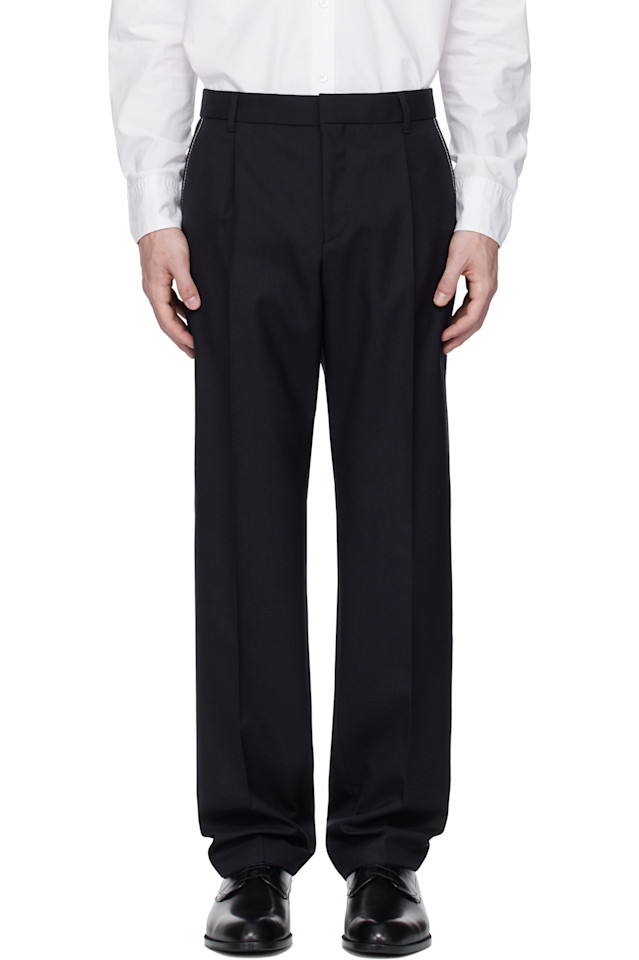 Брюки свободного кроя из меланжевой чистой шерсти Boss, синий
Брюки свободного кроя из меланжевой чистой шерсти Boss, синий